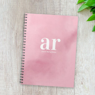 Monogramm Name Rosa Aquarell Elegant Minimalistisc Notizblock