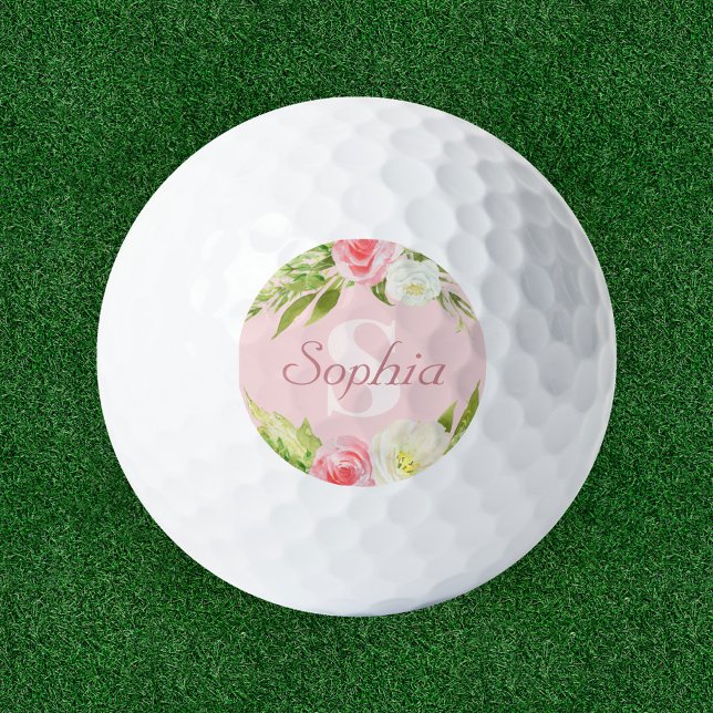 Monogramm Name Rosa Farbe Golfball (Von Creator hochgeladen)