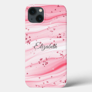 Monogramm Name Rosa Wirbel Marmor Glitzer Trendy Case-Mate iPhone Hülle