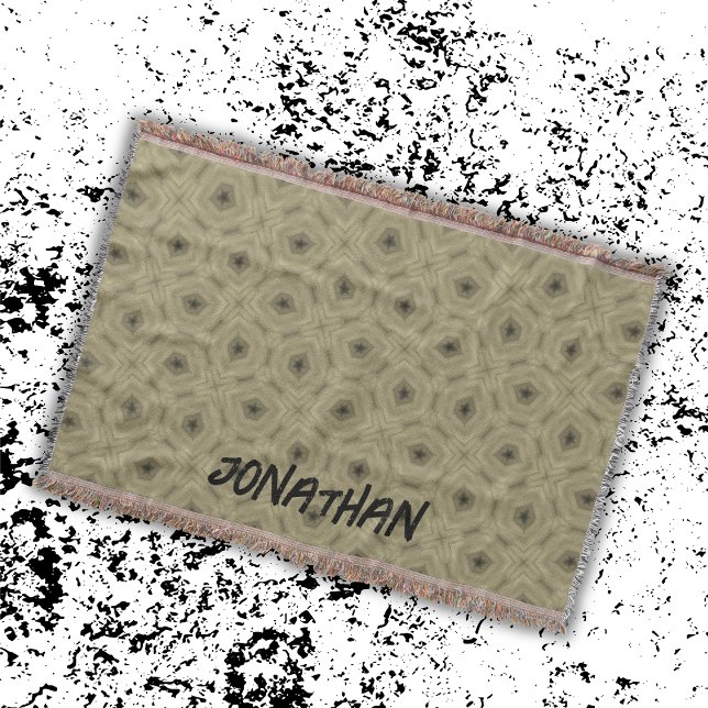 Monogramm Name Schwarz und Beige | Decke (Von Creator hochgeladen)