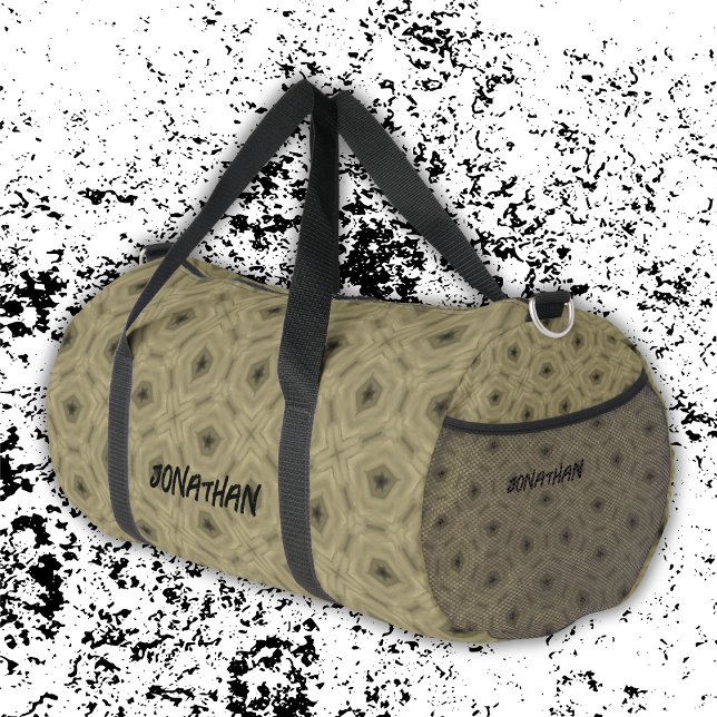 Monogramm Name Schwarz und Beige | Duffle Bag (Von Creator hochgeladen)