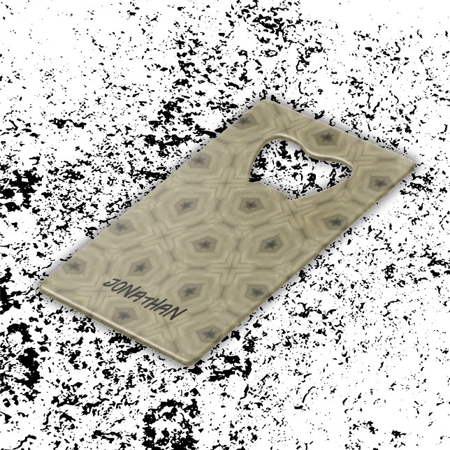 Monogramm Name Schwarz und Beige | Geldbeutel Flaschenöffner (Von Creator hochgeladen)