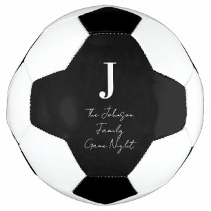 Monogramm-Name Schwarz-Weiß-Familienspielabend Fußball