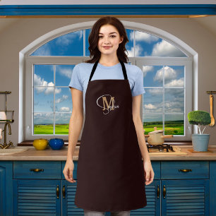 Monogramm Name schwarzes Gold Schürze