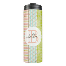 Monogramm Name Shabby-Rose auf rustikale Hütte Thermosbecher