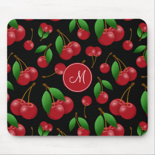 Monogramm Name süße Sommerzeit Kirschen gemustert Mousepad