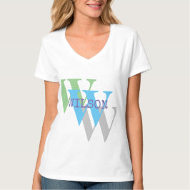 Monogramm Name Trendminimaler grauer T - Shirt