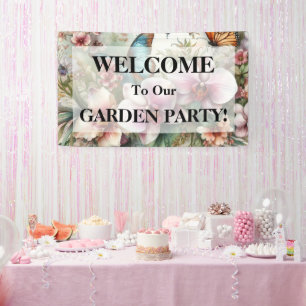 Monogramm Name Tropische Blume Blätter Aquarell Banner