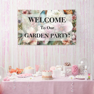 Monogramm Name Tropische Blume Blätter Aquarell Banner