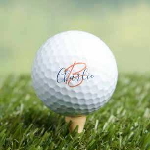 Monogramm Name und anfängliches weißes Pfirsichbla Golfball