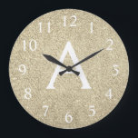 Monogramm-Name und Anfangsbezeichnung des Glitzer Große Wanduhr<br><div class="desc">Monogramm-Name und Anfangsservierung der Wall-Uhr für den Glitzer mit Goldglanz. Die Wall-Uhr ist das perfekte Geschenk für jemanden,  der silberne Funkeln Glitzer Liebe.</div>