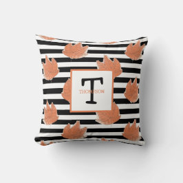 Monogramm Name und Streifen mit Wasserfarbenleder Kissen