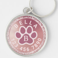 Monogramm Name und Telefon | Rose Gold Round Pet T