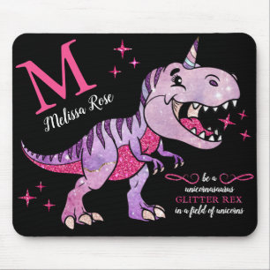 Monogramm Name Unicornasaurus Glitzer Rex Mousepad