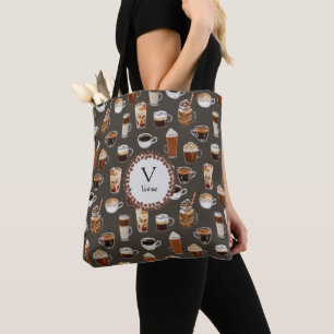 Monogramm Name Venti Kaffeeliebhaber Braun Tasche