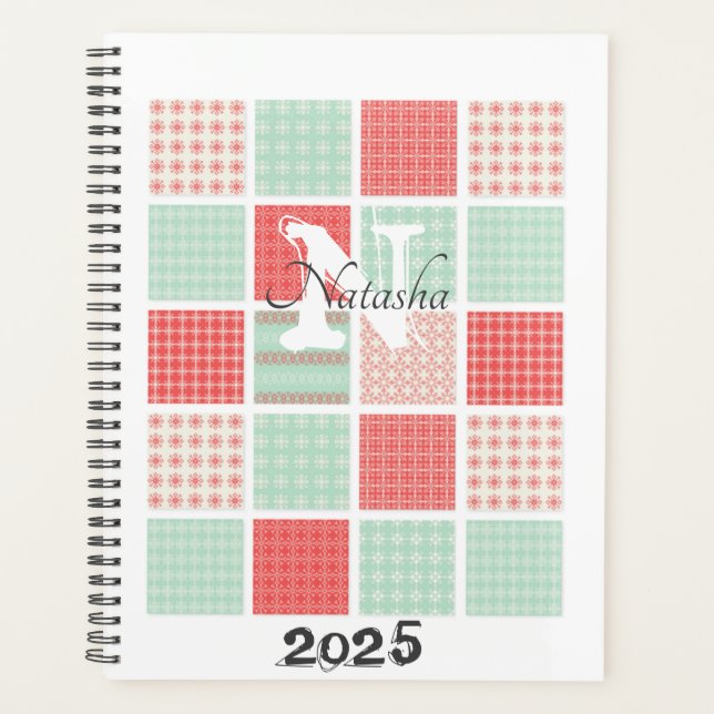 Monogramm Name Wasserfarbmuster Muster 2025 Planer (Vorderseite)