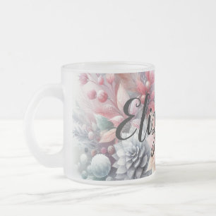 Monogramm Name Weihnachten Blumenpastellfarbe Mattglastasse