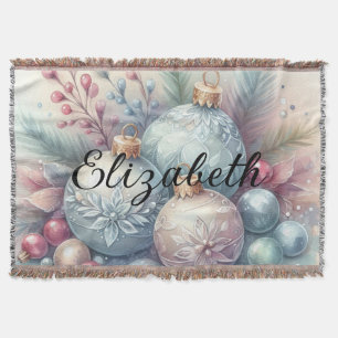Monogramm-Name Weihnachtsbaum-Ornamente Wasserfarb Decke