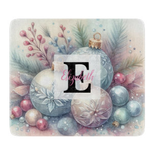 Monogramm Name Weihnachtsbaumschmuck Aquarell Schneidebrett