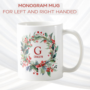 Monogramm Name Weihnachtsgrün Kaffeetasse