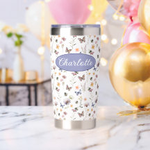 Monogramm Name Wildblumen Lila Aquarell