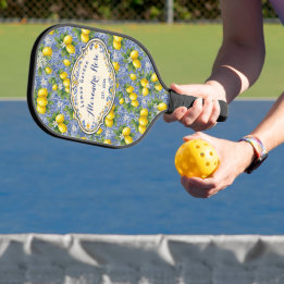 Monogramm Name Zitronen Blau Französisches Landfli Pickleball Schläger