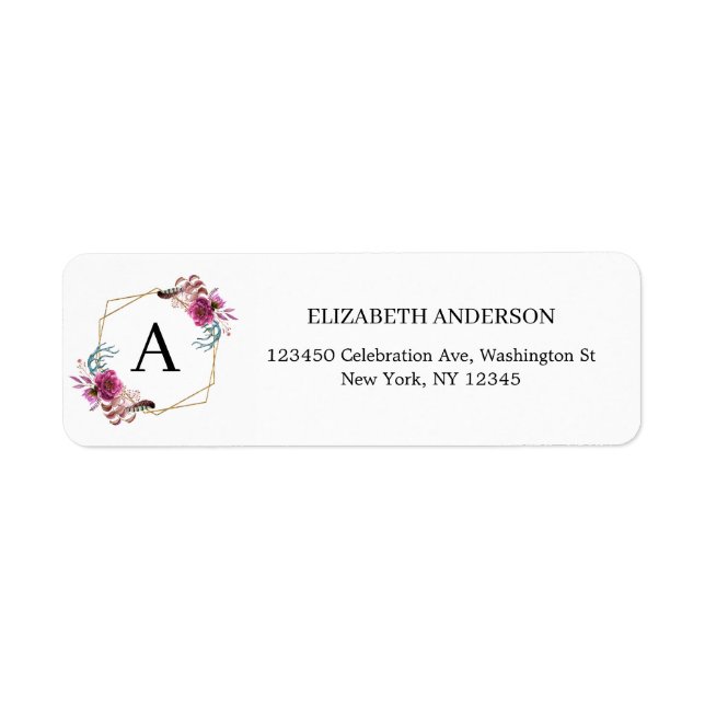 Monogramm-Namen für Burgundy-Floral Geometrische R (Vorne)