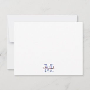 Monogramm Namens Notizkarte für Jungen Mitteilungskarte