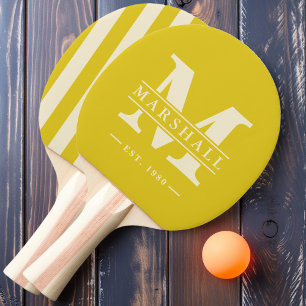 Monogramm & Namens-Overlay Polo Streifen dunkle Zi Tischtennis Schläger