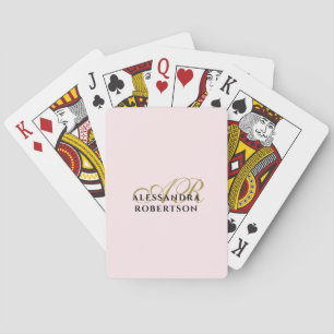 Monogramm Namensinitialen Pastell Rosa Gold Minima Spielkarten