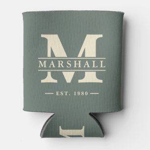 Monogramm & Namensüberlagerung Warmgrau Dosenkühler