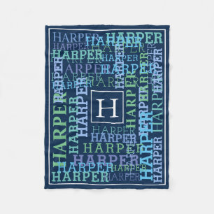 Monogramm-Namenswolken-Marine-Farbe Fleecedecke