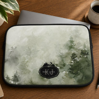 Monogramm-Natur-Stempel | Benutzerdefinierter Name Laptopschutzhülle