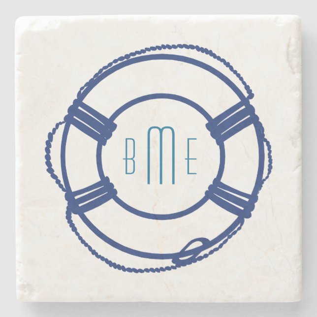 Monogramm Nautical Drink Coasters Steinuntersetzer (Vorderseite)