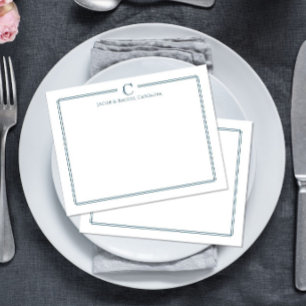 Monogramm Navyblaue Hochzeitsstationery Mitteilungskarte