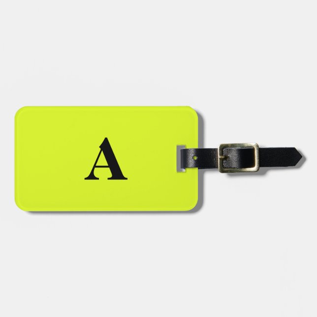 Monogramm Neongelber Name Erstmaliges Cooles Gesch Gepäckanhänger (Vorderseite horizontal)