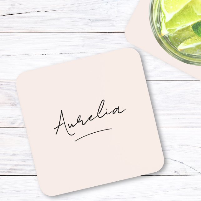 Monogramm neutrale moderne Minimalistisch-Chic-Sig Getränkeuntersetzer (Von Creator hochgeladen)