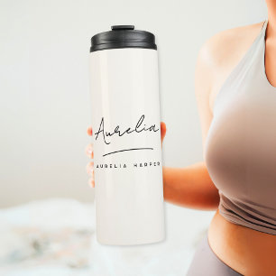 Monogramm neutrale moderne Signatur Minimalistisch Thermosbecher