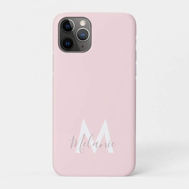 Monogramm Neutrales Minimalistisches modernes Rosa Case-Mate iPhone Hülle (Rückseite)