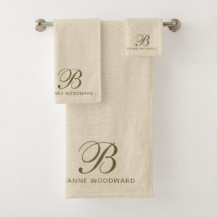 Monogramm neutrales modernes Minimalistisches Hand Badhandtuch Set