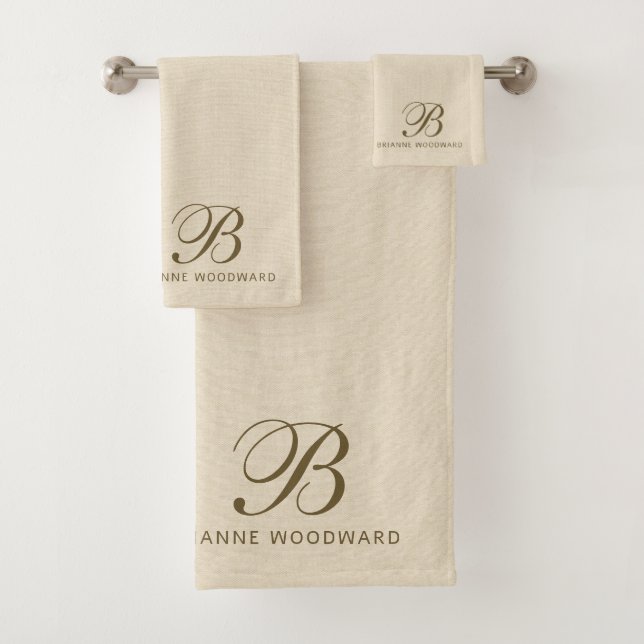 Monogramm neutrales modernes Minimalistisches Hand Badhandtuch Set (Insitu)