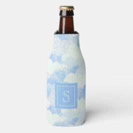 Monogramm niedlich Pastel Blue Rain Clouds Flaschenkühler