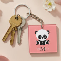 Monogramm Niedlich Sitzen Panda Personalisiert Lac