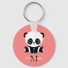 Monogramm Niedlich Sitzen Panda Personalisiert Lac Schlüsselanhänger
