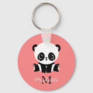 Monogramm Niedlich Sitzen Panda Personalisiert Lac Schlüsselanhänger