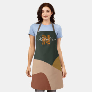 Monogramm niedliche Farbpalette Grün und Rosa Schürze