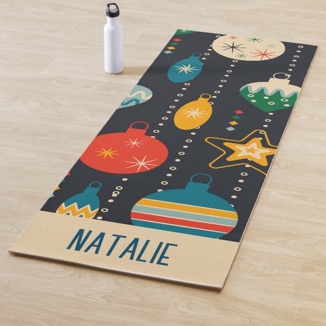 Monogramm niedliche Kontrastnähte und beige Orname Yogamatte (Beispiel)