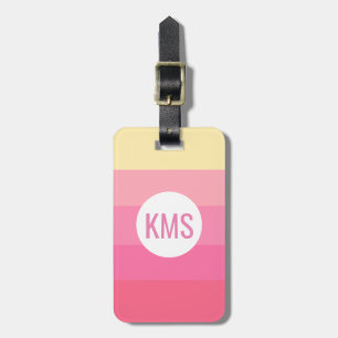 Monogramm Niedliche rosa Streifen Girly Gepäckanhänger