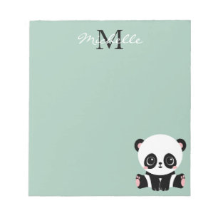 Monogramm Niedliche Sitze Panda Personalisiert Notizblock