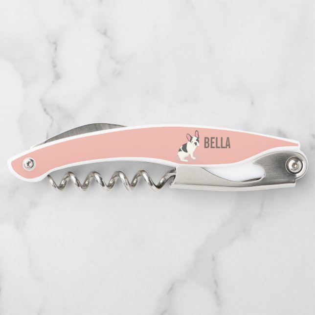 Monogramm Niedlicher Bulldog Kellnermesser (Rückseite)